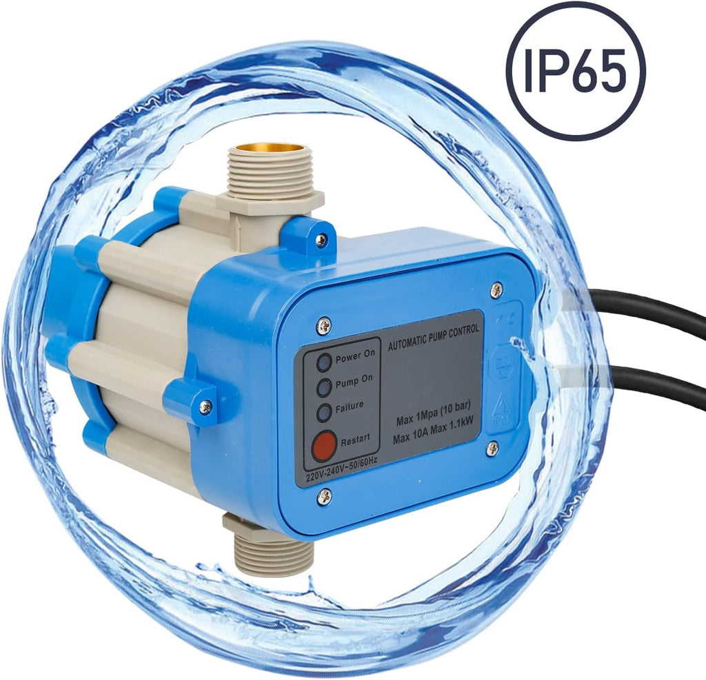 Pumpensteuerung mit Kabel, Druckwächter, Druckschalter, 10 bar (mit bar-Anzeige), Druckschalter, automatisches Ein- und Ausschalten, Gartenbewässerung