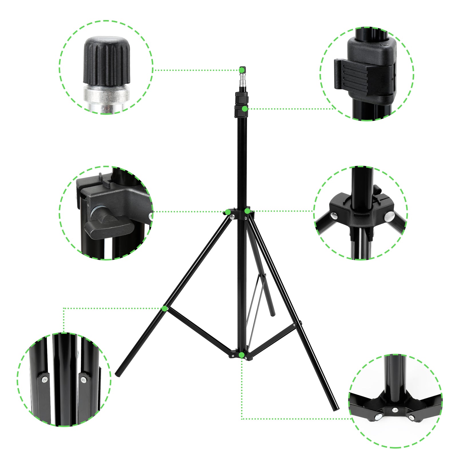 Hintergrund Ständer, 2x3M Hintergrundsysteme mit 3 Hintergrundstoffe (Grün/Weiß/Schwarz), Fotostudio Hintergrundsystem für Green Screen, Portrait und Videoaufnahme