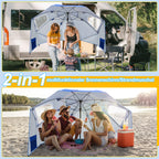 2-in-1-Aluminium-Auslegersonnenschirm – Sonnenschutz, UV-Schutz 50, 210 x 220 cm – Strand-/Garten-Sonnendach – zusammenklappbar, multifunktional, mit Fenster und Tragetasche