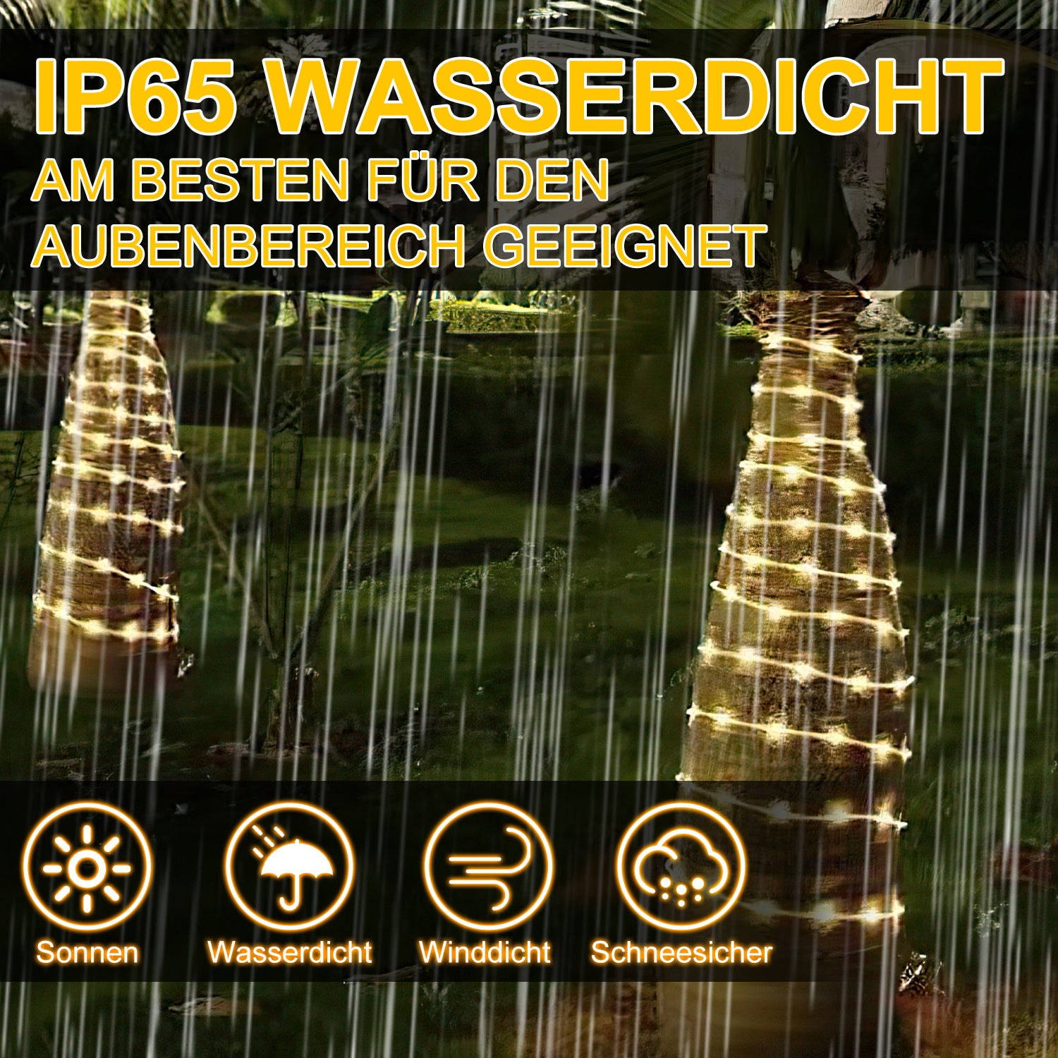 10/20/30/40/50 Meter warmweiße LED-Lichterketten, 8 Modi mit Speicherfunktion, LED-Röhren für den Außenbereich, wasserdichtes Design, geeignet für Gärten, Weihnachtsfeiern und Hochzeiten