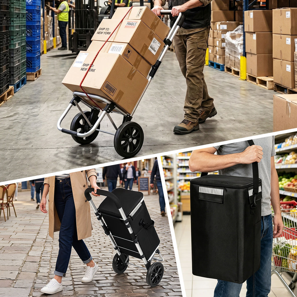 Einkaufstrolley klappbar Haupttasche+Seitentasche Trolley Räder Einkaufswagen