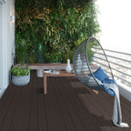 WPC-Fliesen, 30 x 60 cm, Terrassenfliesen, Klickfliesen, Balkonfliesen mit Holzoptik, witterungsbeständige Platten mit Entwässerungsfunktion, geeignet für Terrassen, Balkone und Gärten, braun/rotbraun/dunkelgrau/teakfarben (6 Stück = 1 Quadratmeter)