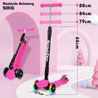 Kinder-Tretroller, City-Tretroller, Dreirad-Tretroller, Tretroller, zusammenklappbare Tretroller, Dreirad-Tretroller mit LED-Rädern, Kinder-Tretroller mit 4-stufiger Höhenverstellung, maximale Tragkraft 50 kg