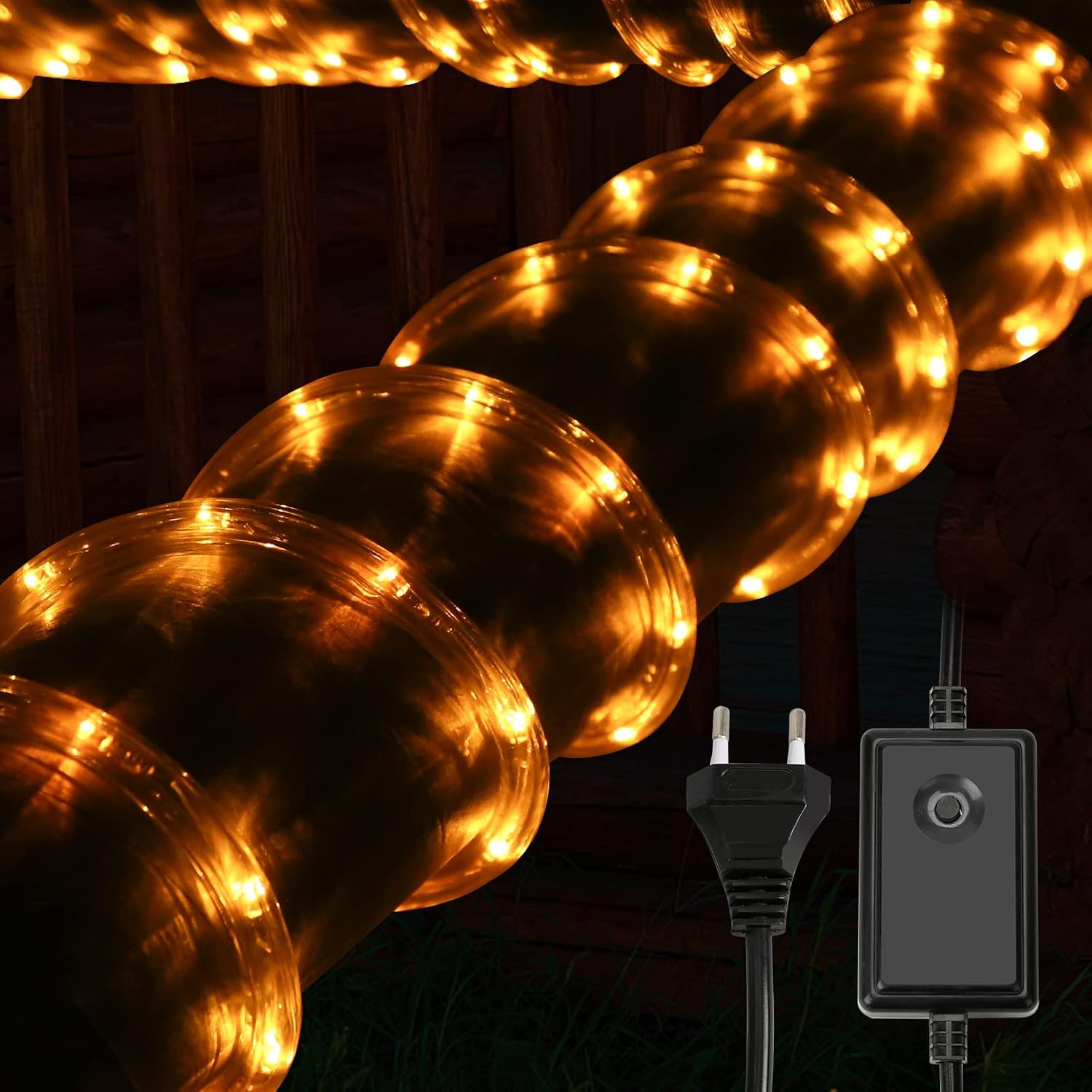 10/20/30 Meter lange LED-Lichterkette für den Außenbereich, gelbe LED-Lichterkette, 8 Leuchtmodi mit Speicherfunktion, wasserdichtes Design, geeignet für Garten, Weihnachtsfeiern und Hochzeiten