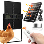 Automatisches Solartor für Hühnerställe mit LCD-Display und Fernbedienung | Elektrisches Hühnerstalltore mit Zeitschaltuhr, Hindernis-Stopp-Alarm, USB-C-Anschluss und Schutzklasse IPX4, geeignet für Hühnerställe, mit Einklemmschutz