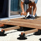 40–70 mm Hohe Stützen für Terrassenfliesen, höhenverstellbar – Plattenförmige Stützunterlagen – geeignet für Holz-, WPC- und Steinuntergründe von Terrassenfliesen