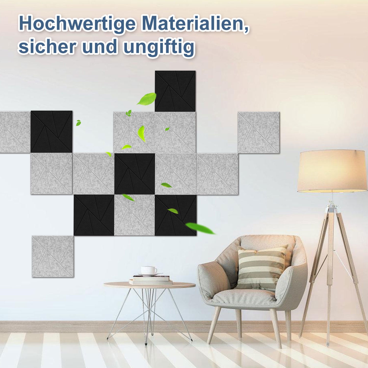 12–36 Stück schallabsorbierende Platten, selbstklebend, zweifarbig (schwarz-weiß), hochdichte Schallabsorber, ultradünne Schallabsorber, geeignet für Wandverkleidungen und Schallschutz, ideal für Tonstudios und die Wohnraumgestaltung (30 × 30 × 0,9 cm)