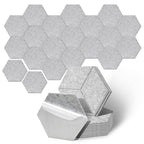 12–36 Stück selbstklebende Akustikplatten, schwarz/grau, aus hochdichtem Dämmmaterial, geeignet für Wandverkleidungen und Schallschutz, ideal für Tonstudios und die Wohnraumgestaltung, sechseckige Rautenform mit Rillen (30 x 26 x 0,9 cm)