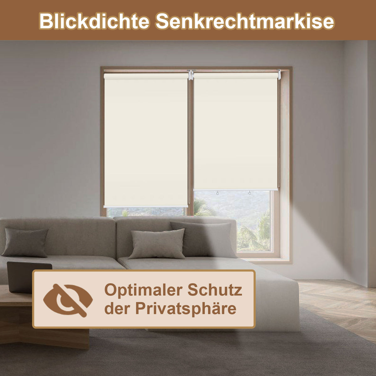 Vertikalmarkisen, Aussenrollos, Balkonrollos, Sichtschutz, Wind- und Regenschutz, Sonnenschutz, UV-Schutz; geeignet für Balkone, Terrassen und Gärten（副本）