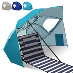 Strand-Sonnenschirm 2-in-1 – Kombinierter Schirm für Strand und Garten, geeignet für 2–4 Personen, UV50+ Sonnenschutz, multifunktionaler Sonnenschirm, Durchmesser 210 x 220 cm, mit Sichtfenster und Tragetasche, zusammenklappbar