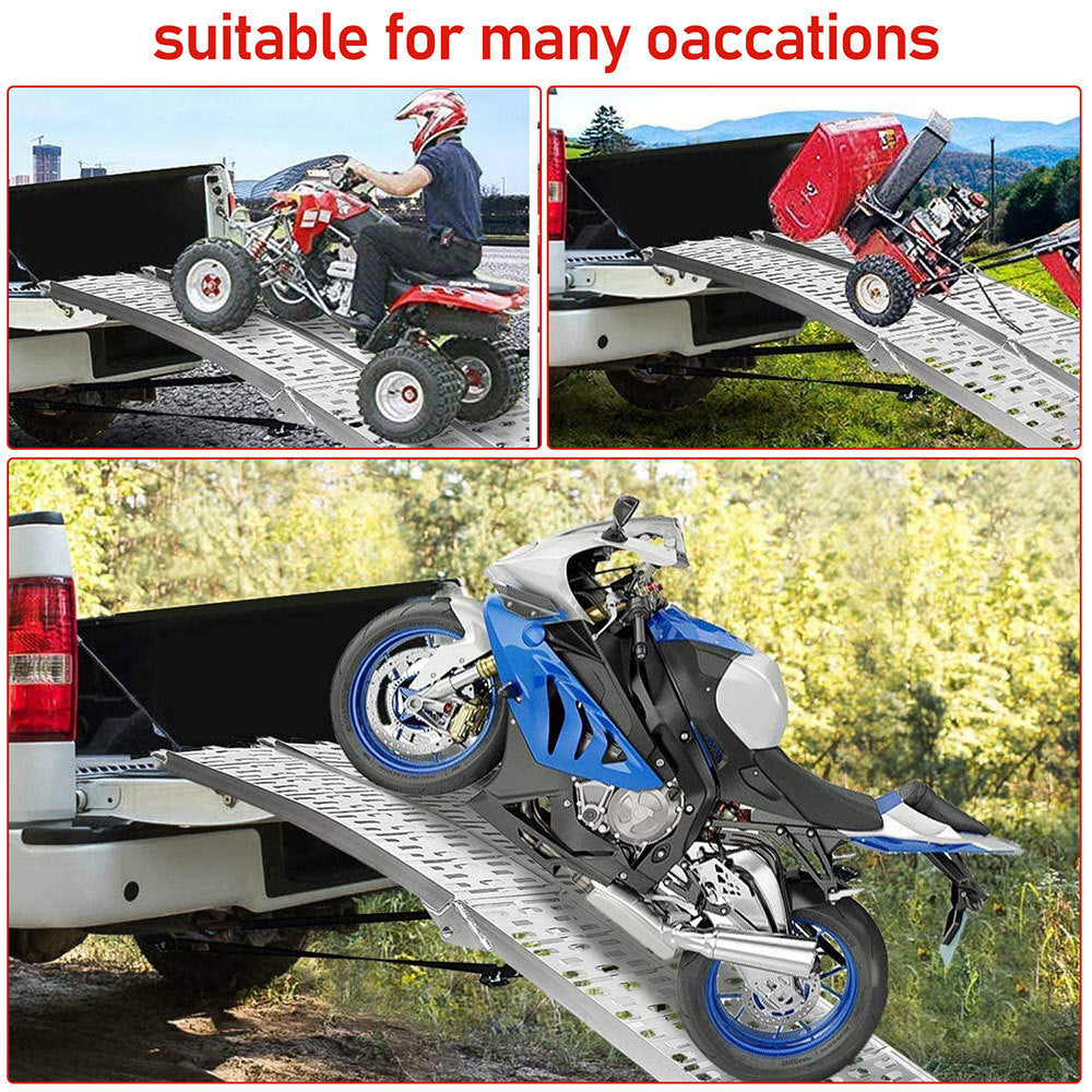 1/2x Laderampe, klappbare Laderampe für bis zu 680 kg, rutschfeste Laderampen, Aluminium-Zugangsrampe, für Autos, Anhänger, Motorräder, Fahrräder, Quads, PKWs