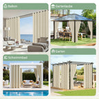 Outdoor Vorhang Wetterfest mit Ösen Sonnenschutz Wasserdicht Thermovorhang Panel,Cremefarben