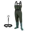 Wathose Herren Größen 42-47, Anglerhose 70D Nylon mit Stiefel, PVC Watthosen Wasserdichtl mit Haken, Angelhose mit Verstellbarer Schultergurt, Fischerhose für Baustellen, Gärten