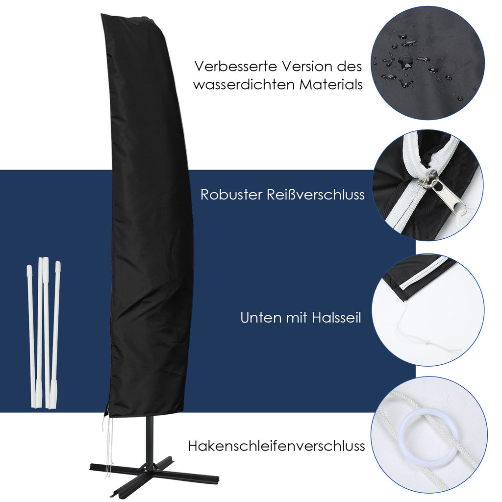 Sonnenschirmhülle für 3m 3.5m wetterfest UV-Schutz mit Stab und Reißverschluss
