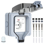 IP65 Wasserdichte Außensteckdose Outdoor mit Schalter, Schutzkontakt, 16A 250V, 1-Fach, Aufputz für Garten & Feuchtraum