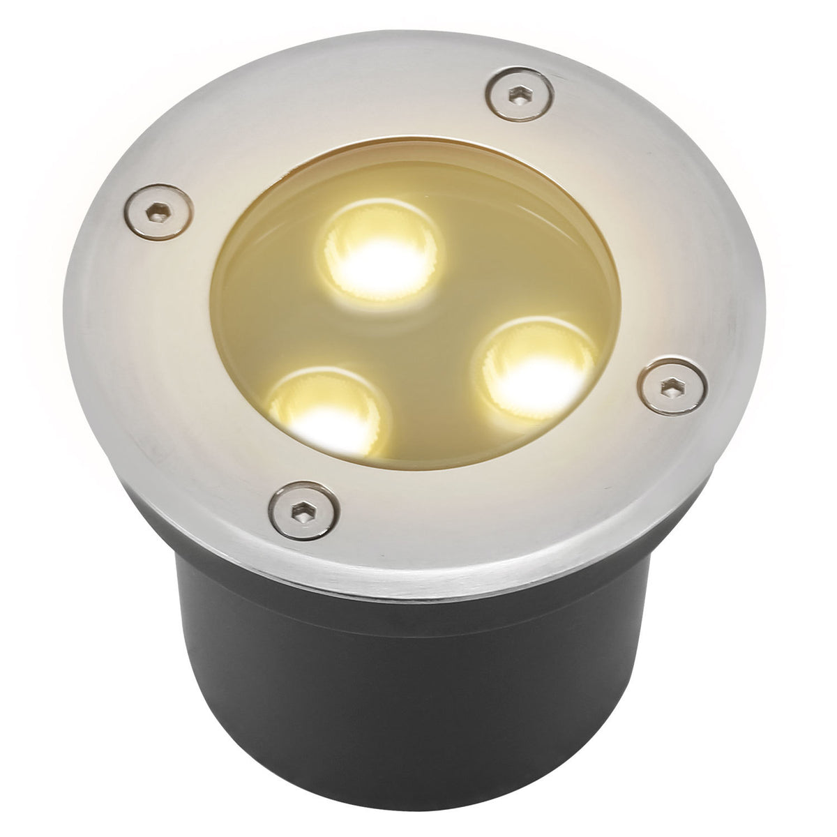 Außen-Bodenstrahler mit LED, 3 W, warmweißes Licht, IP65, Einbau-Bodenstrahler, mattschwarz, rund, für den Außenbereich, 230 V, Einbau-Bodenstrahler für Boden, Garten, Pool, Pflanzen [Energieeffizienzklasse G]