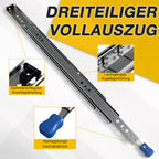 1 Paar Hochleistungs-Schubladenführungen mit Arretierung | Breite 53 mm, Tragkraft 78–120 kg, Vollauszug mit Kugellagern, inklusive Befestigungsschrauben, geeignet für Schränke, Werkstätten, Wohnmobile und industrielle Anwendungen, 300–1150 mm