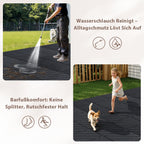 Polypropylen-Terrassenfliesen im Puzzle-Design, 30 x 30 cm, anthrazitgrau/rotbraun, aus Kunststoff | Witterungsbeständig, rutschfest, einfach zu verlegen, geeignet für Terrassen, Balkone und Gärten, leicht zu reinigen, Kunststoffboden, 1–5 Quadratmeter