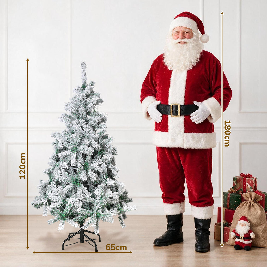 Künstlicher Weihnachtsbaum in den Größen 120/150/180/210 cm; 15 cm lange PVC-Zweige; künstliche Kiefer mit Schneelandschaft; inklusive Ständer, einfach aufzubauen, zerlegbar und verstaubar