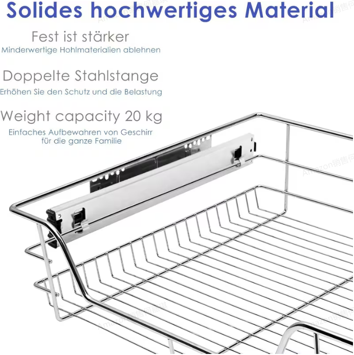 2er-Set ausziehbare Schubladen – Küchenschubladen, Schrankschubladen, Umrüstsätze für Küchenschränke, Küchenschubladen aus Metall, Einbauschubladen für Spülenschränke, ausziehbare Schrankschubladen