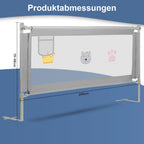 150/180/200 cm, zusammenklappbares Kinderbettgitter, höhenverstellbar von 70 bis 98 cm, Absturzsicherung, einfache Montage, graue Steppoptik