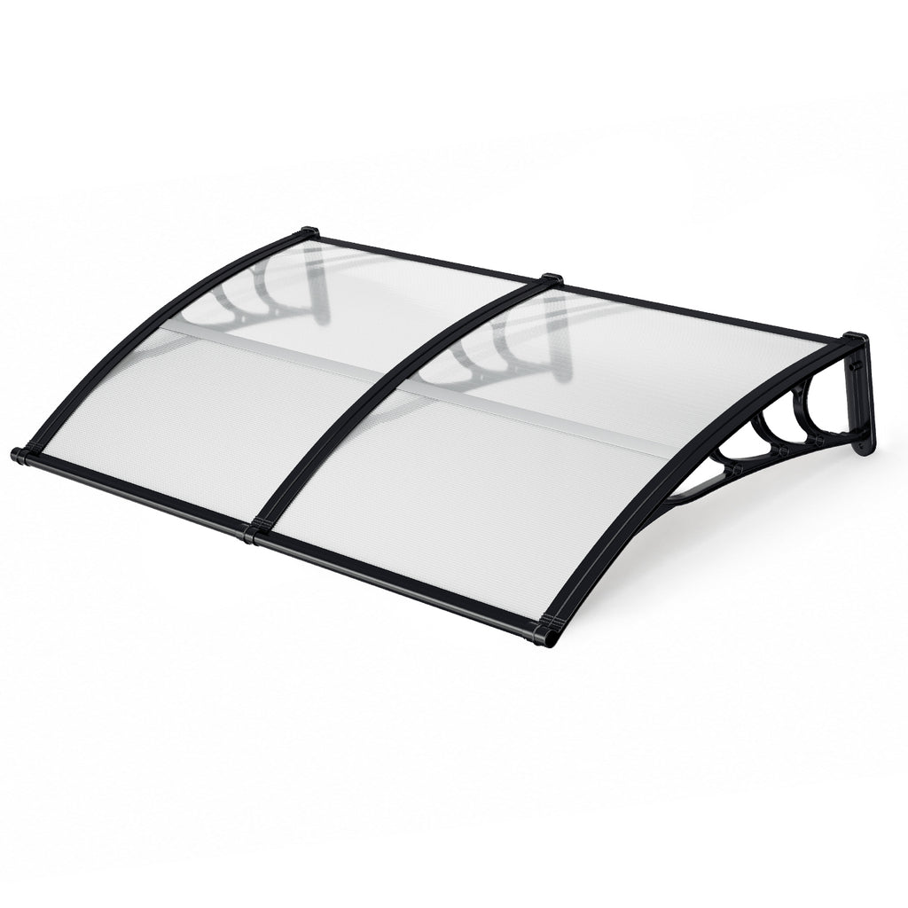 Vordach für Außentüren, mit vergrößerter Regenrinne, einseitig geneigtes, gewölbtes Vordach, schützt vor Sonne und Regen, vier Größen: 120 cm / 150 cm / 200 cm / 300 cm