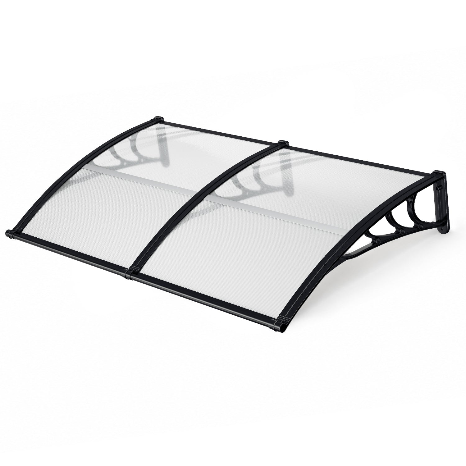 Vordach für Außentüren, mit vergrößerter Regenrinne, einseitig geneigtes, gewölbtes Vordach, schützt vor Sonne und Regen, vier Größen: 120 cm / 150 cm / 200 cm / 300 cm