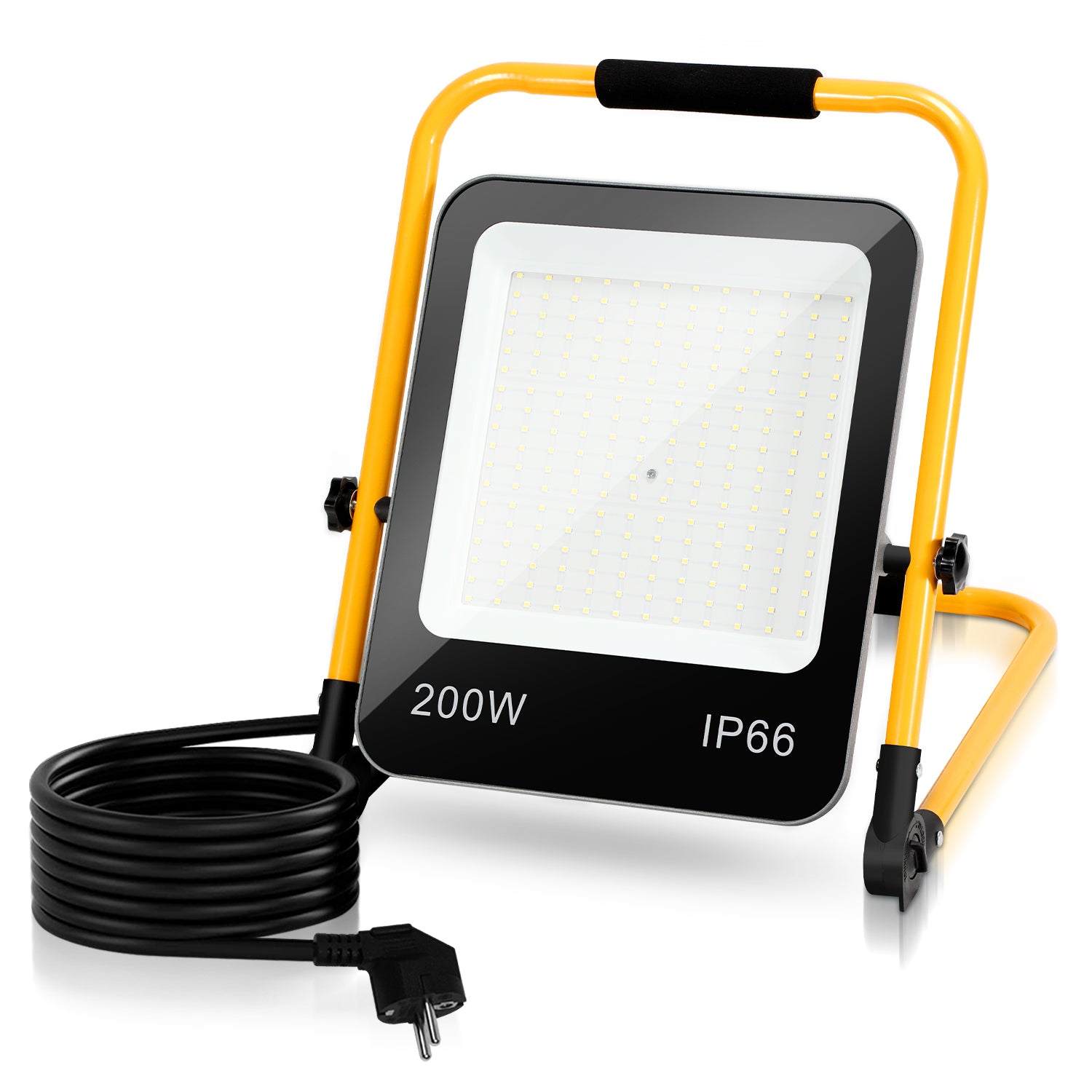 LED-Baustrahler, 50 W/100 W/150 W/200 W Arbeitsleuchten, tragbare LED-Arbeitsleuchten, Baustrahler mit kaltweißem Licht, Schutzklasse IP66, mit 3 Meter langem Kabel und klappbarem Stativ, geeignet für Baustellen (mit Stecker)