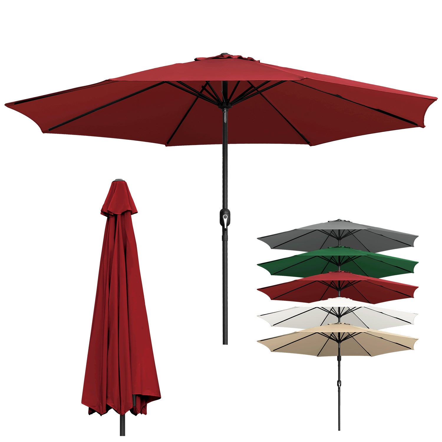 Sonnenschirm Ø270cm, Ampelschirm, Gartenschirm , Kurbelschirm, UV-Schutz, 160g/㎡ Polyester Schirmstoff, Wasserabweisend und schmutzabweisend, 5 Farben erhältlich, Garten