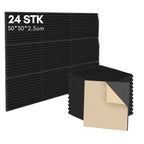 Set aus selbstklebenden Schallabsorptionsplatten aus Schaumstoff, geeignet für professionelle Aufnahmestudios und Wohnräume, Maße 30 x 30 x 2,5 cm, mit dreieckigen Nuten