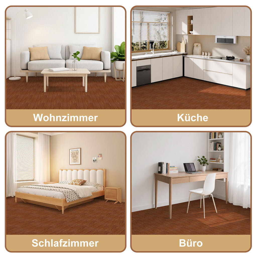 PVC-Bodenbelag, selbstklebender Vinylboden, rutschfest und wasserfest, rutschfester Vinyl-Verbundbodenbelag für Wohnzimmer, Schlafzimmer und Küche, 30 cm × 30 cm, 1 m² = 11 Fliesen, in drei Farben erhältlich