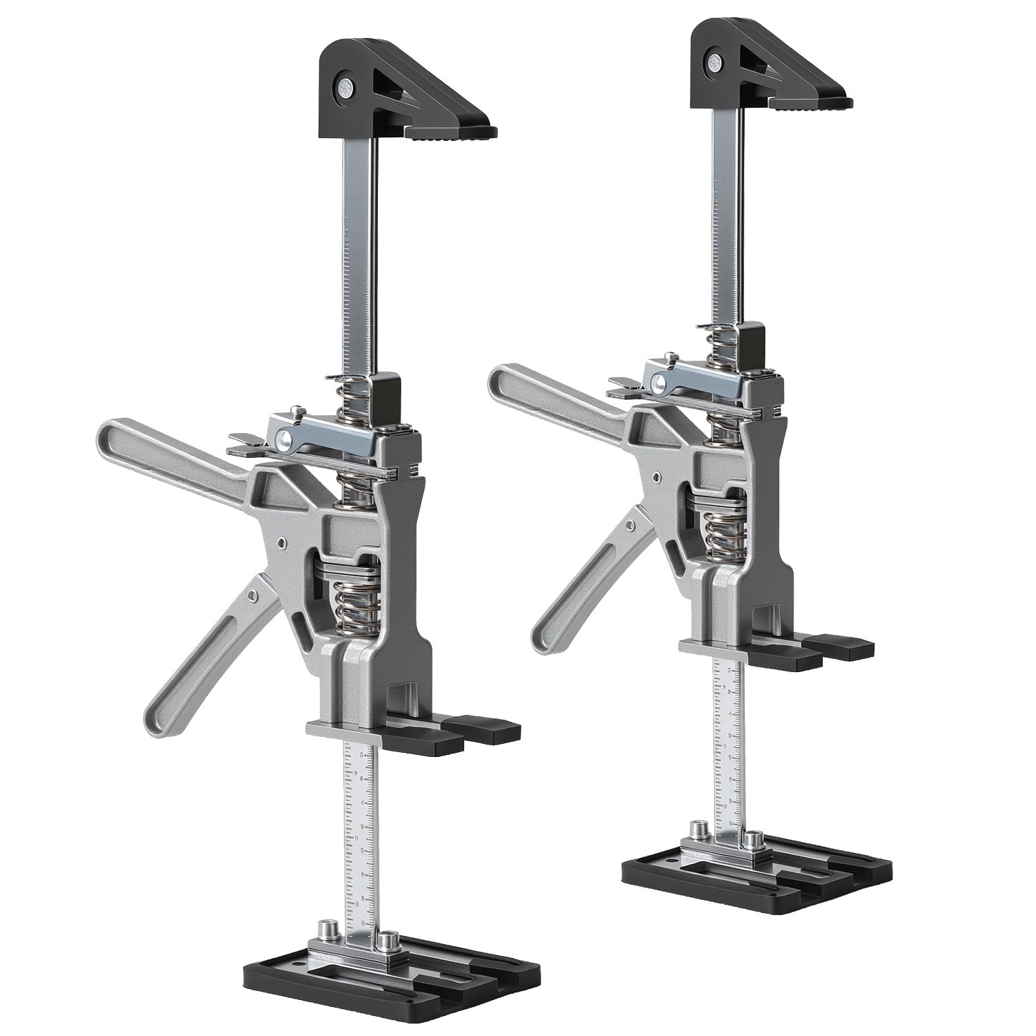 Arbeitssparender Möbelheber 2/4 Stück 38cm bis 200kg Handwerkzeugheber, Armwagenheber mit Skala & Doppelschnelligkeitsabsenkung, Hub 0-230mm, Klemmkopf & rutschfesten Gummipads