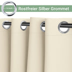 Outdoor Vorhang Wetterfest mit Ösen Sonnenschutz Wasserdicht Thermovorhang Panel,Cremefarben