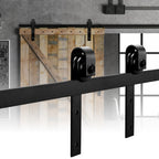 Beschläge für schwarze Schiebetüren, Beschläge für rechteckige Schiebetüren, Schienen für Schiebetüren, geräuscharmer Lauf, erhältlich in den Längen 152 cm, 183 cm, 200 cm, 244 cm und 363 cm (Tür nicht im Lieferumfang enthalten)