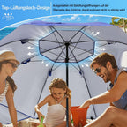 2-in-1-Aluminium-Auslegersonnenschirm – Sonnenschutz, UV-Schutz 50, 210 x 220 cm – Strand-/Garten-Sonnendach – zusammenklappbar, multifunktional, mit Fenster und Tragetasche