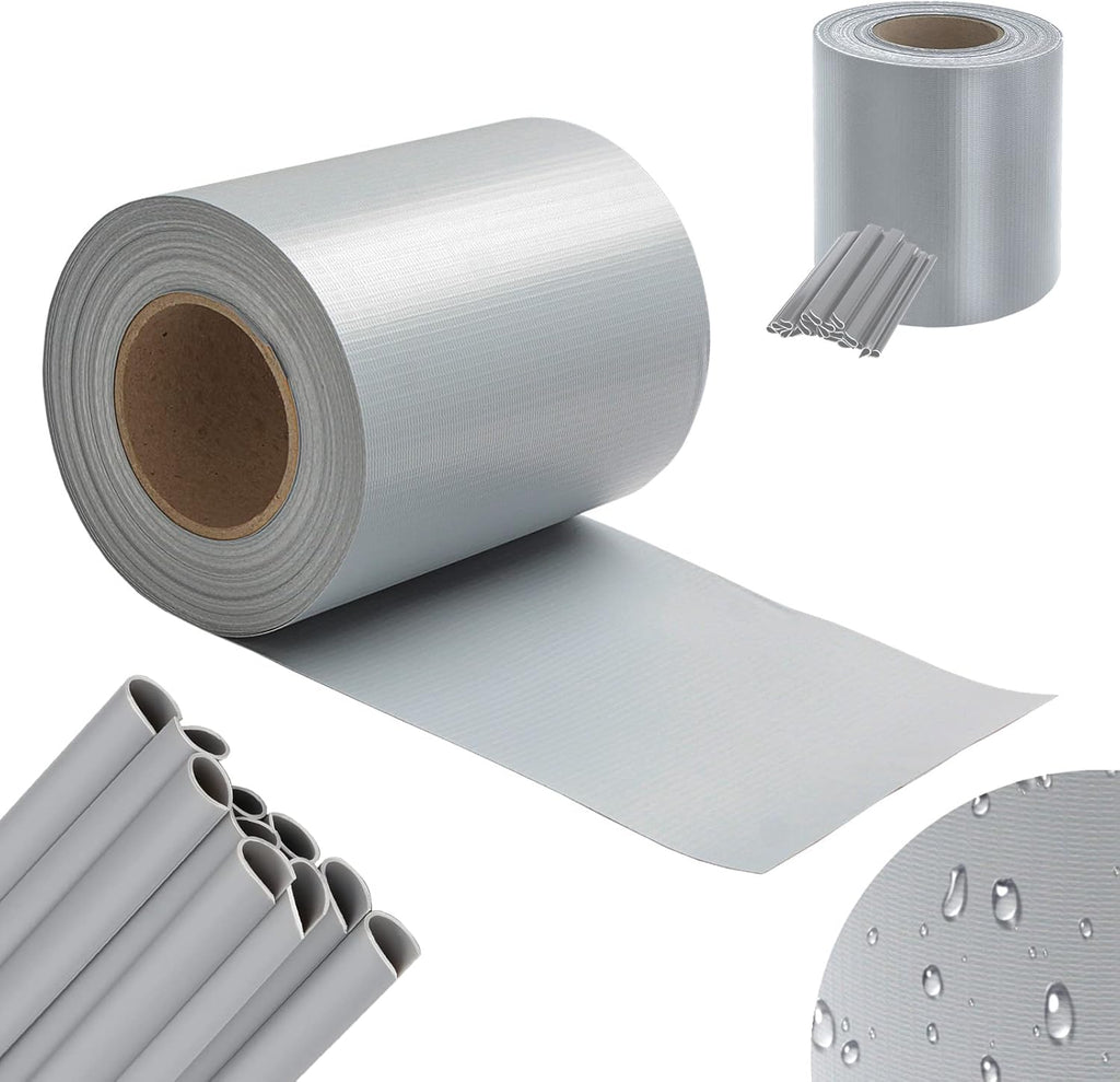Sichtschutzstreifen für Doppelstabmatten, 50m/70m x 19cm Wetterfester PVC Sichtschutz (450g/m²) inkl. 40 Clips. Ideal für Doppelstabmattenzaun, Garten & Balkon, Grau