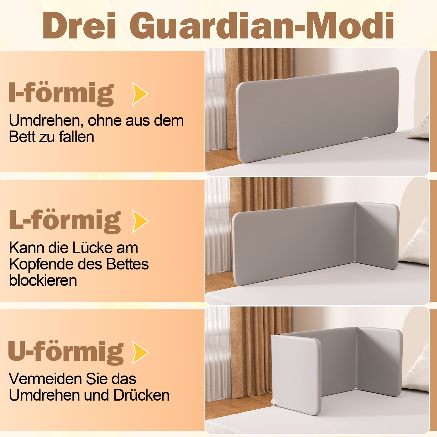 Bettgitter mit Absturzsicherung, tragbares Bettgitter, höhenverstellbar | Zusammenklappbares Bettgitter mit Sicherheitsgurt und Aufbewahrungstasche, geeignet für Babybetten und Elternbetten, Montage ohne Werkzeug, 120/150/180 cm