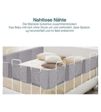 Bettgitter, 50/60 cm, Absturzsicherung, Sicherheitsgitter für Kinderbetten, in 5 Stufen höhenverstellbares Bett, Absturzsicherung, Bettgitter für Kinderbetten, Babybett und Familienbett (Leinen-Grau/Grün), optional