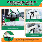 Teleskop-Fensterreinigungsbürste, 2-in-1-Teleskopbürste mit Auffangbehälter, Teleskopbürste aus Aluminium, mit weichen Borsten, ausgestattet mit einem Seifenspender, geeignet zur Reinigung von Fenstern, Plexiglas und Autos