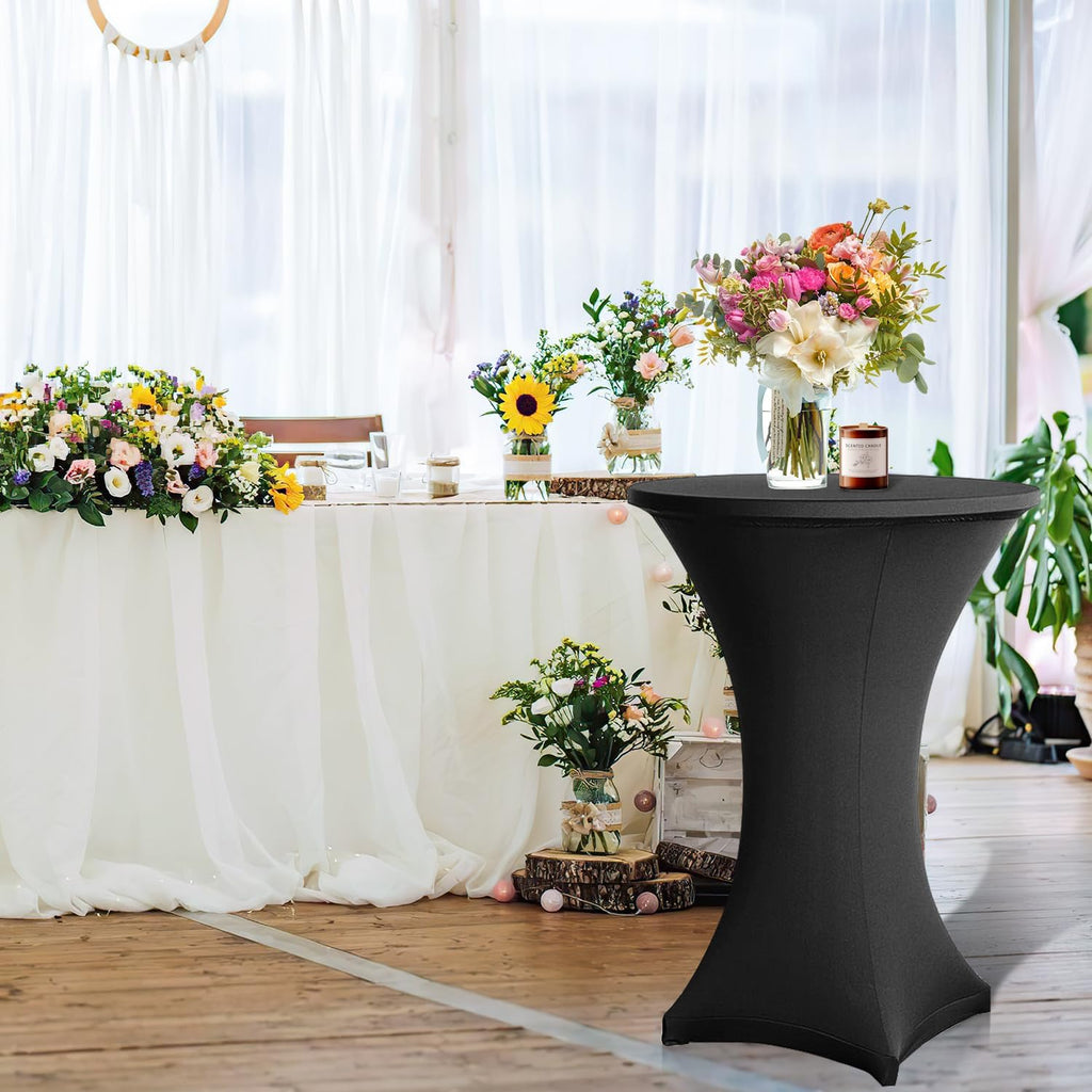 1/2/4 Stück Stehtischhusse Stretch Schwarz Strech Husse Stehtisch Hussen Hochwertige Stehtischhuss für Gartenparty Feier Hochzeit Taufe, Rotwein