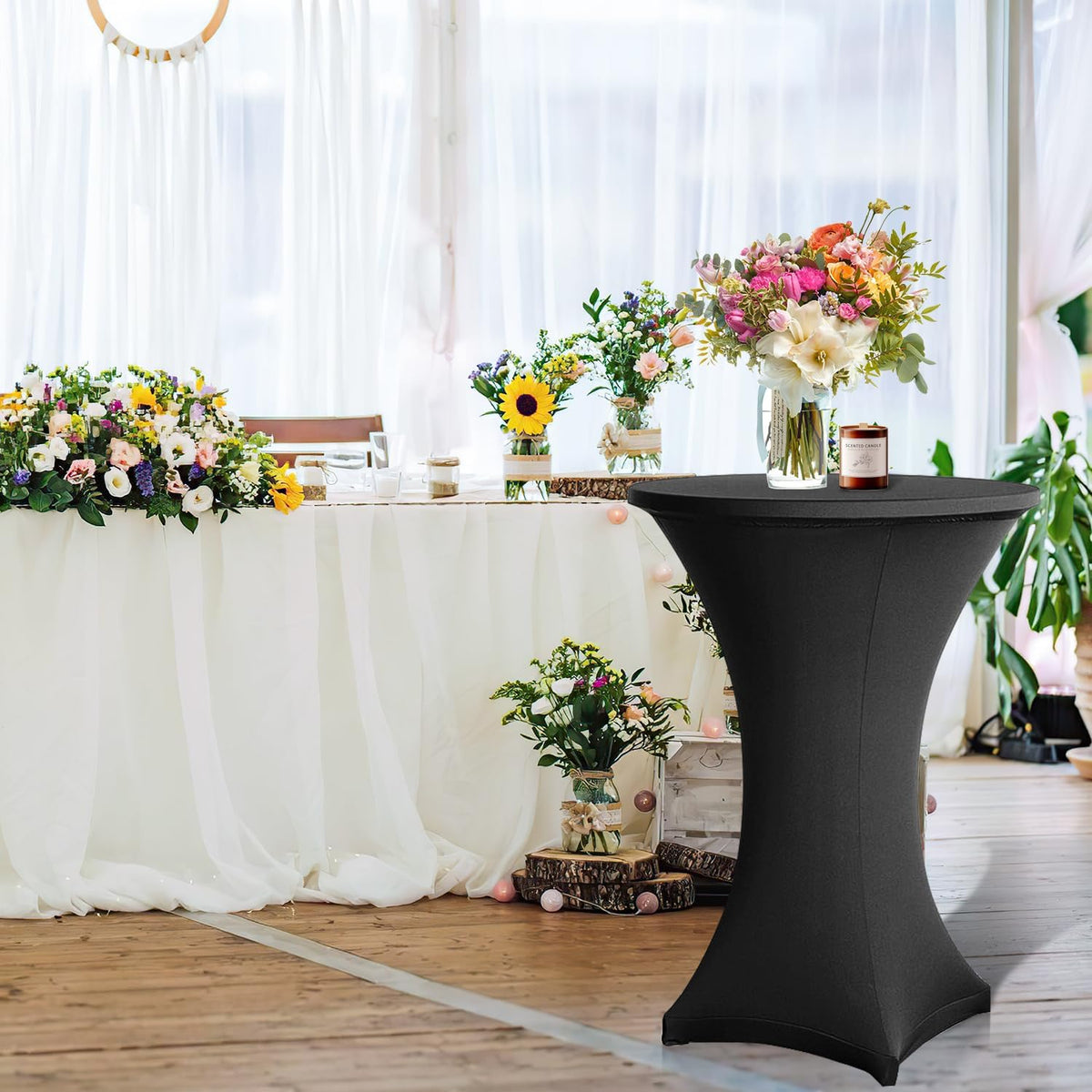1/2/4 Stück Stehtischhusse Stretch Schwarz Strech Husse Stehtisch Hussen Hochwertige Stehtischhuss für Gartenparty Feier Hochzeit Taufe, Rotwein