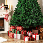120–210 cm großer künstlicher Weihnachtsbaum aus Kunststoff, künstlicher Weihnachtsbaum, mit 18 cm langen Zweigen, schnell aufzubauen, zusammenklappbar, flammhemmend, inklusive Ständer aus Kunststoff/Metall, weiß/grün
