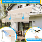 Manuelle Klappmarkise, 350 x 300 cm, mit Kurbel, UV-beständig und wasserdicht, aus Aluminium/Polyester, geeignet für Balkon, Terrasse und Garten, in vier Ausführungen erhältlich