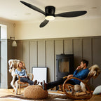 Deckenventilator mit Beleuchtung und Fernbedienung, Ø 132 cm Deckenlampe mit Ventilator dimmbar, 3 Farbtemperaturen und 6 Stufen, Sommer-/Winterfunktion, mit Timer, Schwarz