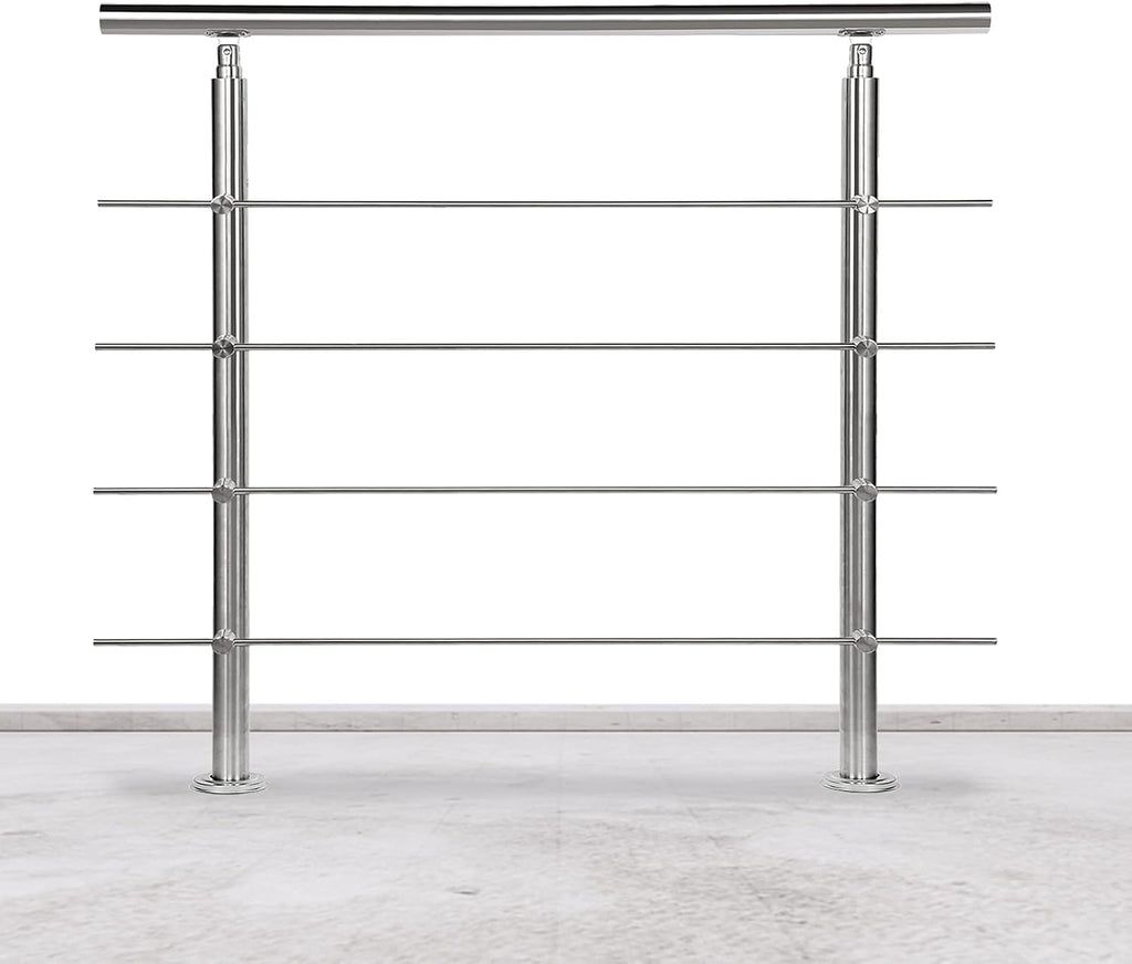 Handlauf Edelstahl 80/100/120/150/160/180 cm, Treppengeländer mit 4 Querstreben | Rostfrei, Wetterfest, Gebürstet, Winkelverstellbar für Innen & Außen und für Treppen, Balkon & Eingang（副本）（副本）