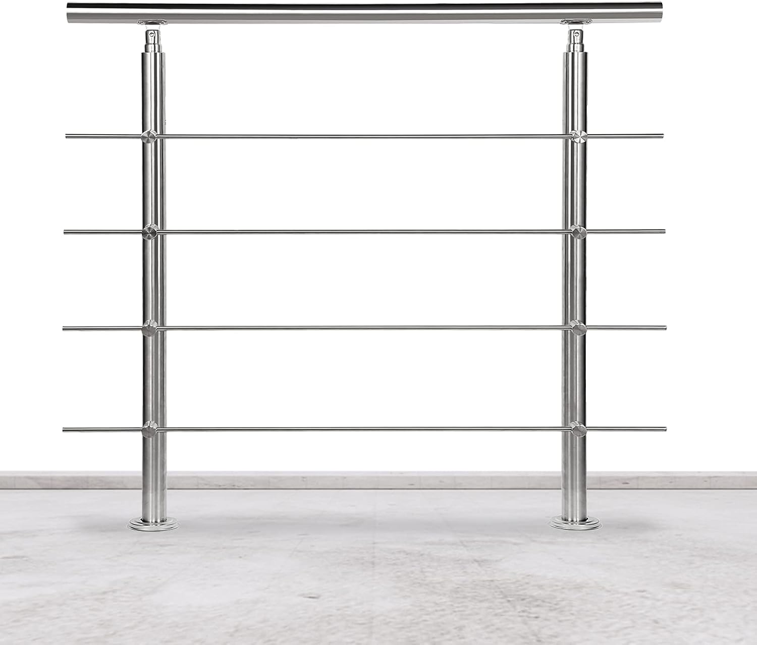 Handlauf Edelstahl 80/100/120/150/160/180 cm, Treppengeländer mit 4 Querstreben | Rostfrei, Wetterfest, Gebürstet, Winkelverstellbar für Innen & Außen und für Treppen, Balkon & Eingang（副本）（副本）