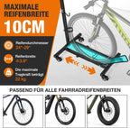 3-in-1-Fahrradständer, 6-stufige Höhenverstellung, vertikaler Fahrradständer mit Feststellrädern, keine Bohrungen erforderlich, schwarz