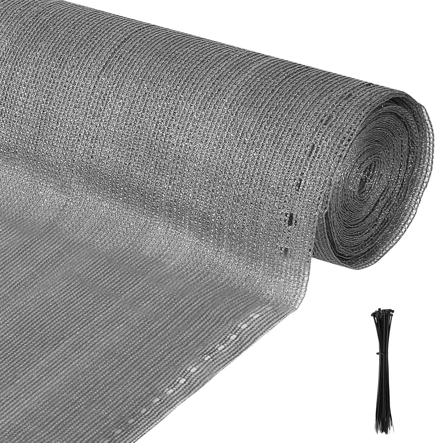Sichtschutz Zaun, Windschutz Balkon Garten, HDPE 150 g/m², blickdichtes Zaunnetz mit Ösen,verstärkter Rand, UV-stabil, inkl. 50 Kabelbinder – Grau
