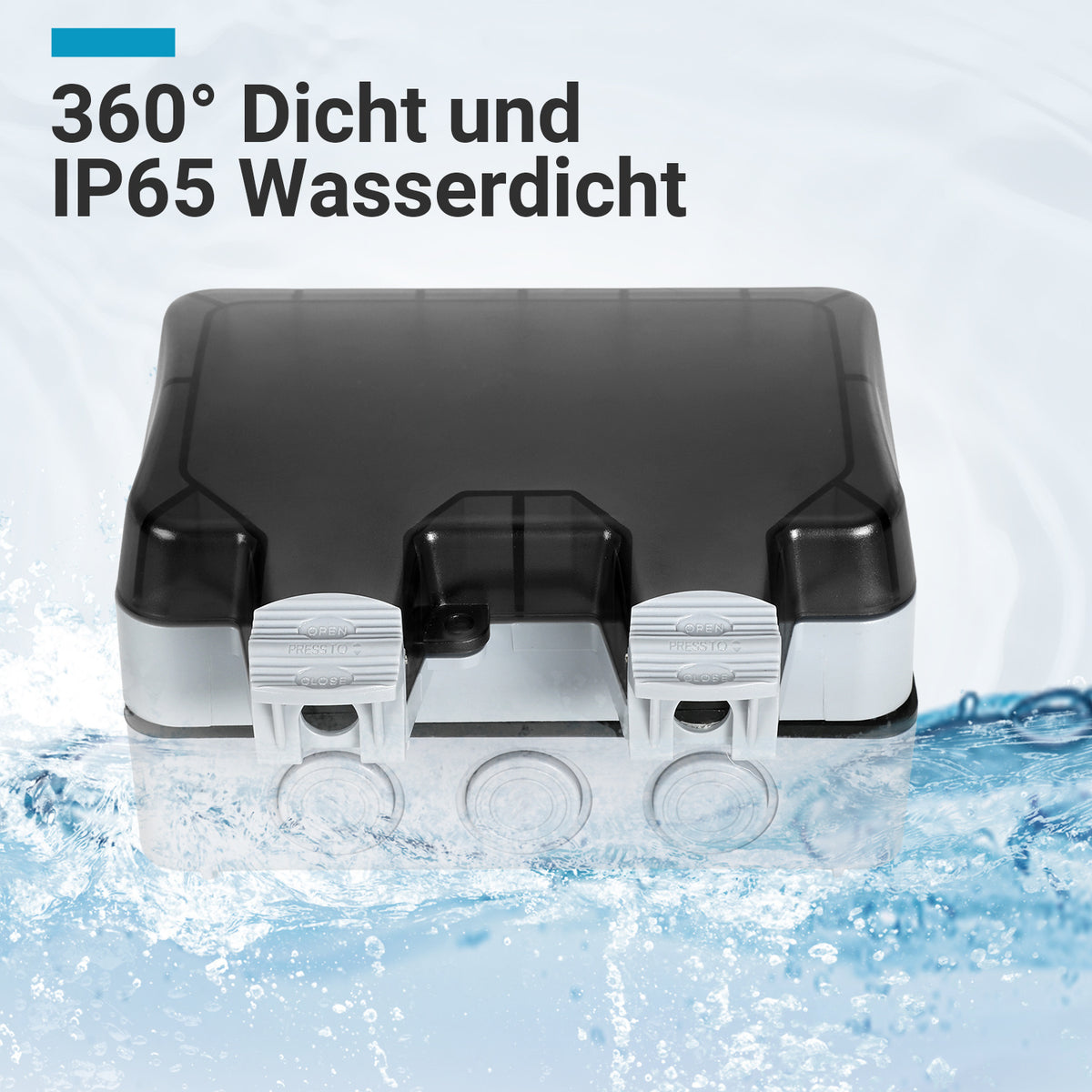 IP65 Wandsteckdose Außensteckdose Gartensteckdose – Wasserdicht, Schutzkontakt, Aufputz für den Outdoor-Bereich