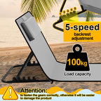 145CM Strandliege Sonnenliege Strandmatte, klappbar Strandmatte tragbar zusammenklappbar Outdoorliege,5-stufig verstellbar inklusive Tragetasche